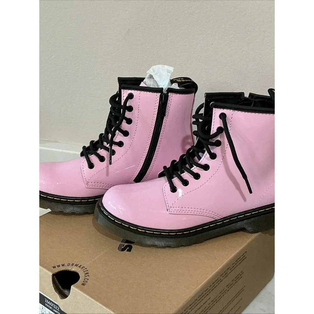 NEW Dr. Martens Boots 1460 Junior Pale Pink Patent Lamper Combat Sz 3 Kids NIB